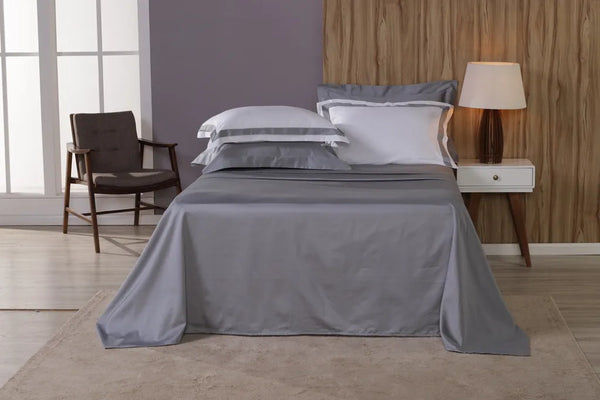 Jogo de Cama King Combo Platinum - Fronha Faixa Cinza