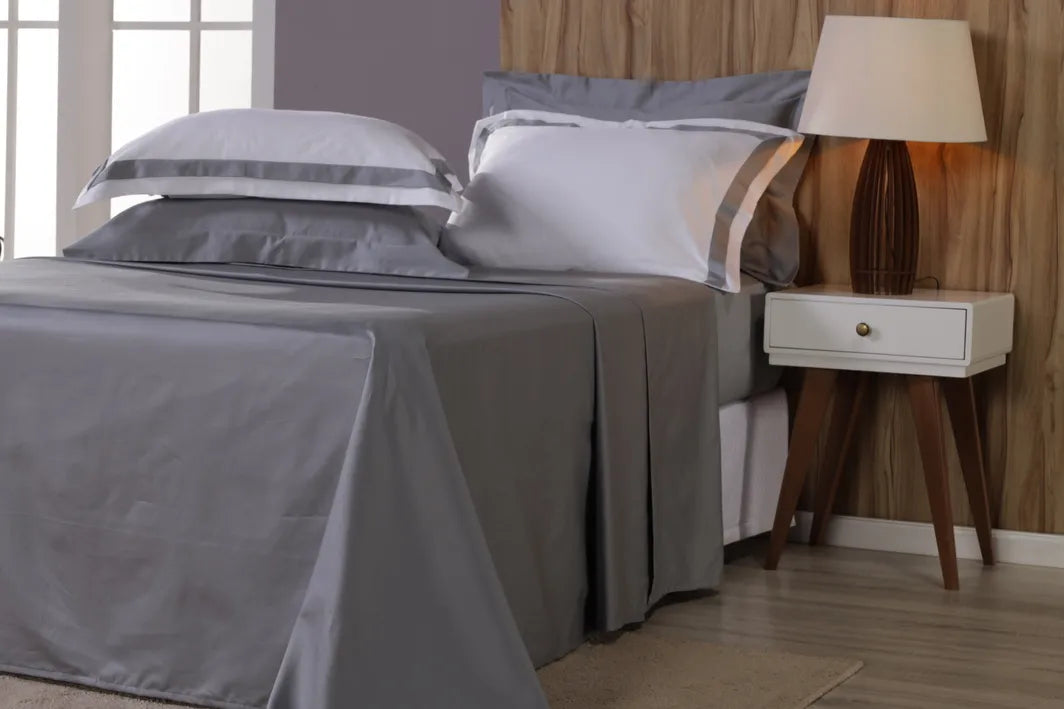 Jogo de Cama King Combo Platinum - Fronha Faixa Cinza 2