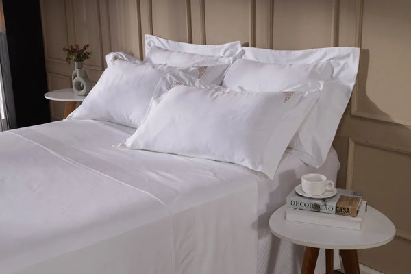 Jogo de Cama King Combo White - Fronha Arabesco Gold