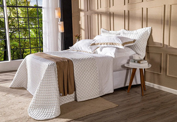 Jogo de Cama King Combo White - Fronha Faixa Sand