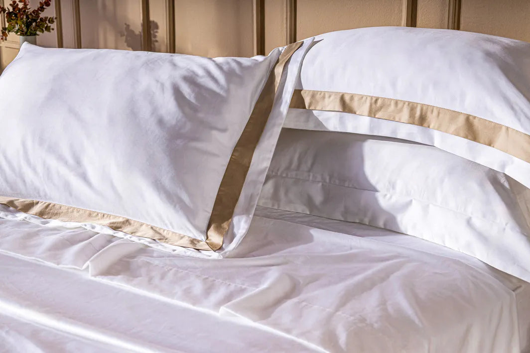Jogo de Cama King Combo White - Fronha Faixa Sand 2