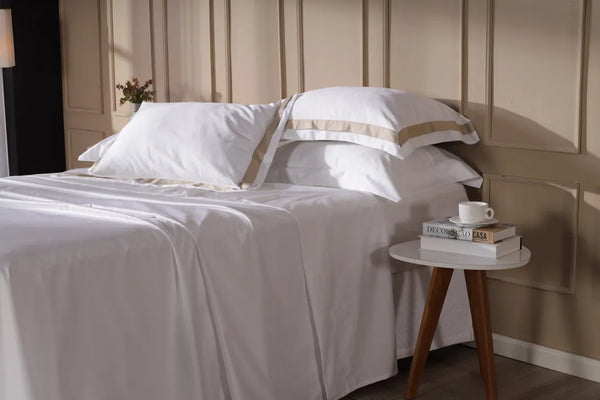 Jogo de Cama Queen Combo White - Fronha Faixa Sand
