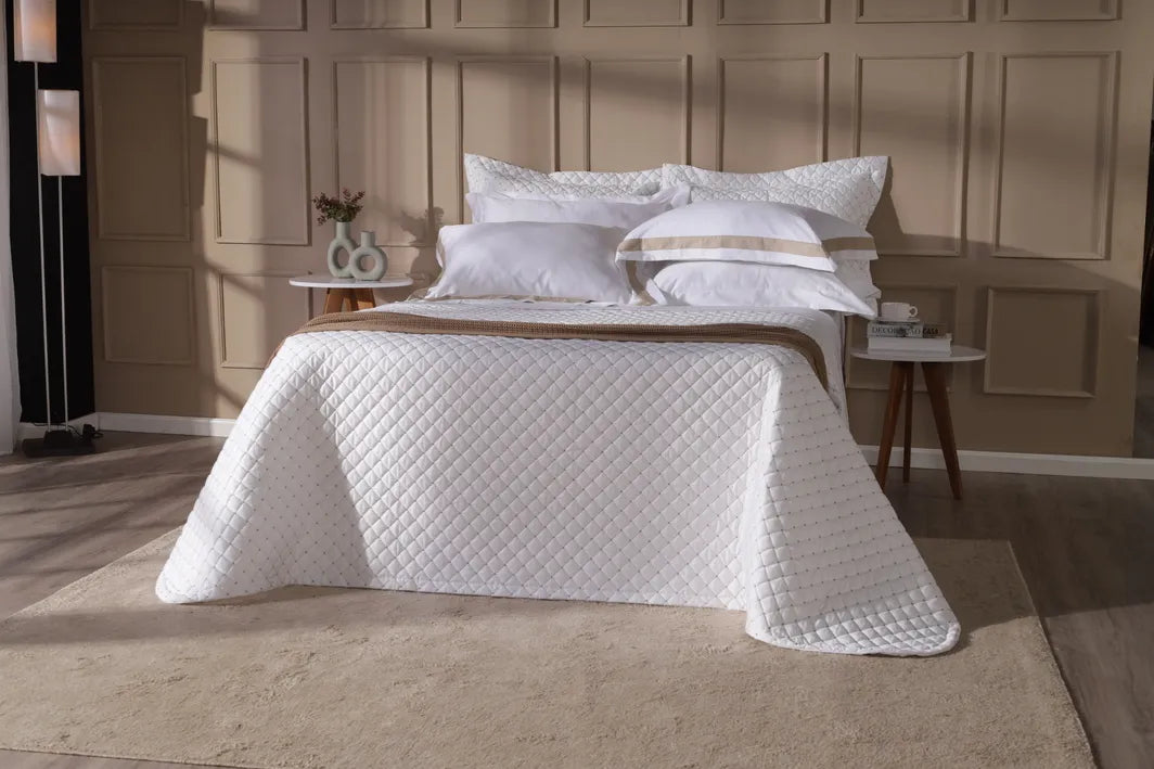 Jogo de Cama Queen Combo White - Fronha Faixa Sand 4